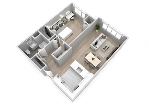 1B-C Floor Plan at Park Square Apartments, Rahway, NJ
